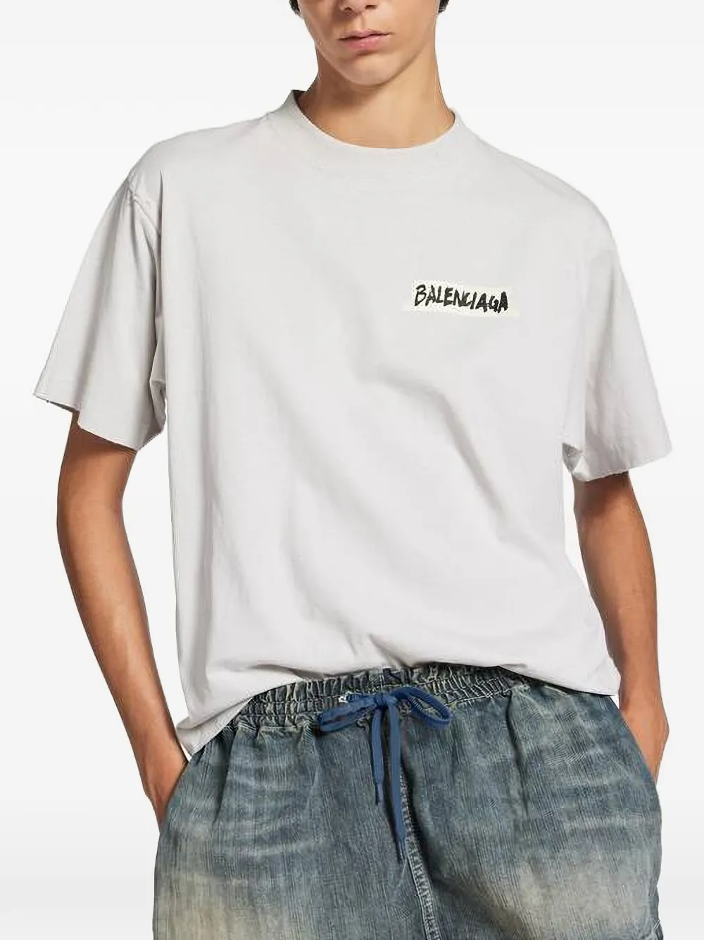 Balenciaga T-shirt met logo en korte mouwen Beige