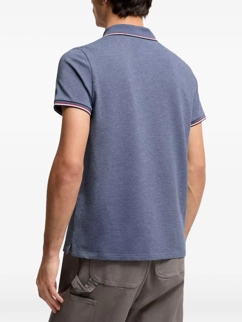 Moncler Poloshirt met gestreepte afwerking en logo Blauw