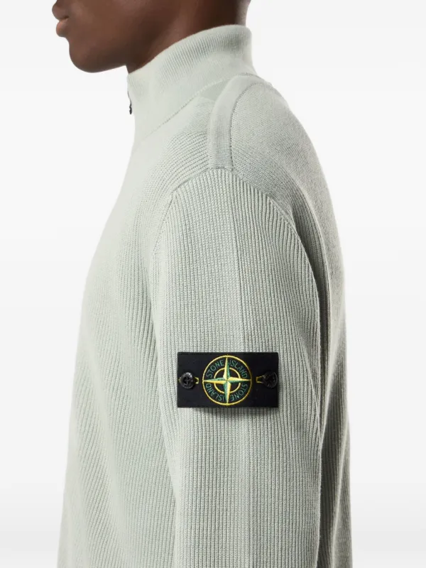 Stone Island ジップアップ リブカーディガン | グリーン | FARFETCH JP