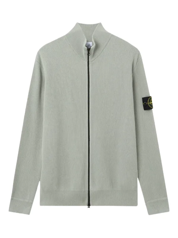 Stone Island ジップアップ リブカーディガン | グリーン | FARFETCH JP