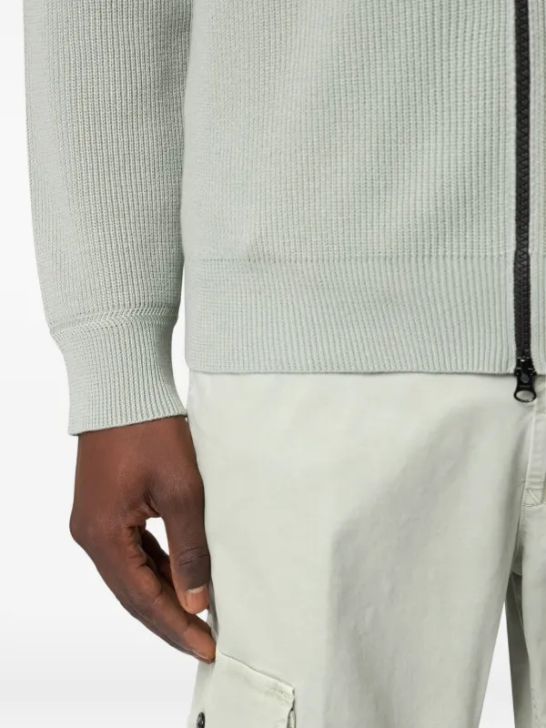Stone Island ジップアップ リブカーディガン | グリーン | FARFETCH JP