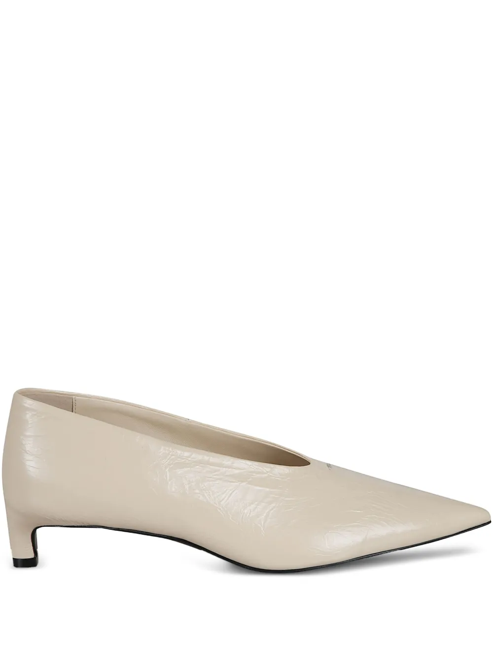 Jil Sander Crinkled Pointed-toe Pumps In White