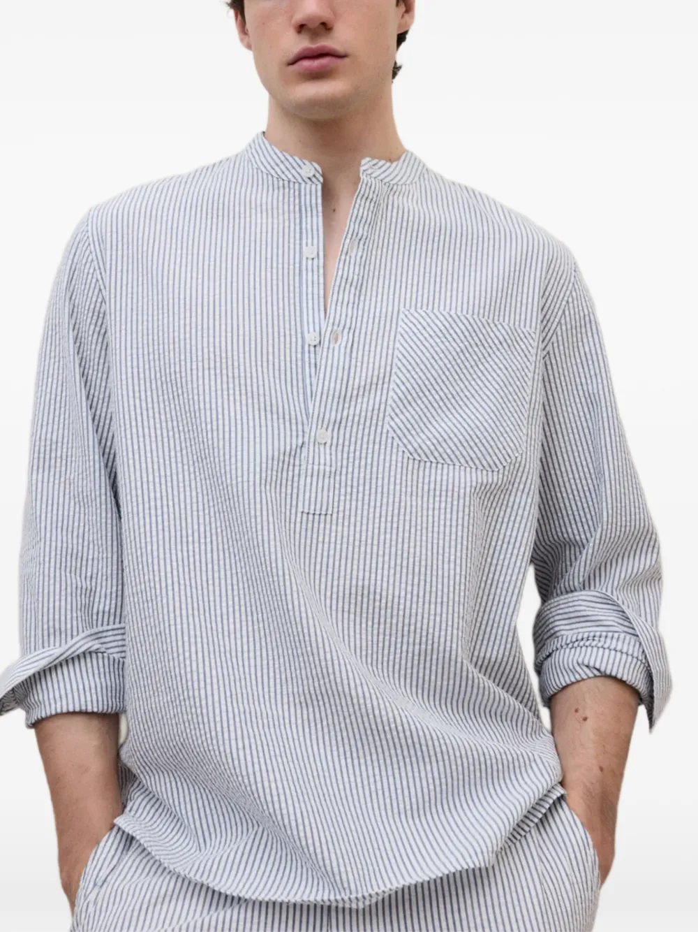 Ecoalf 길드 스트라이프 체스트 포켓 셔츠