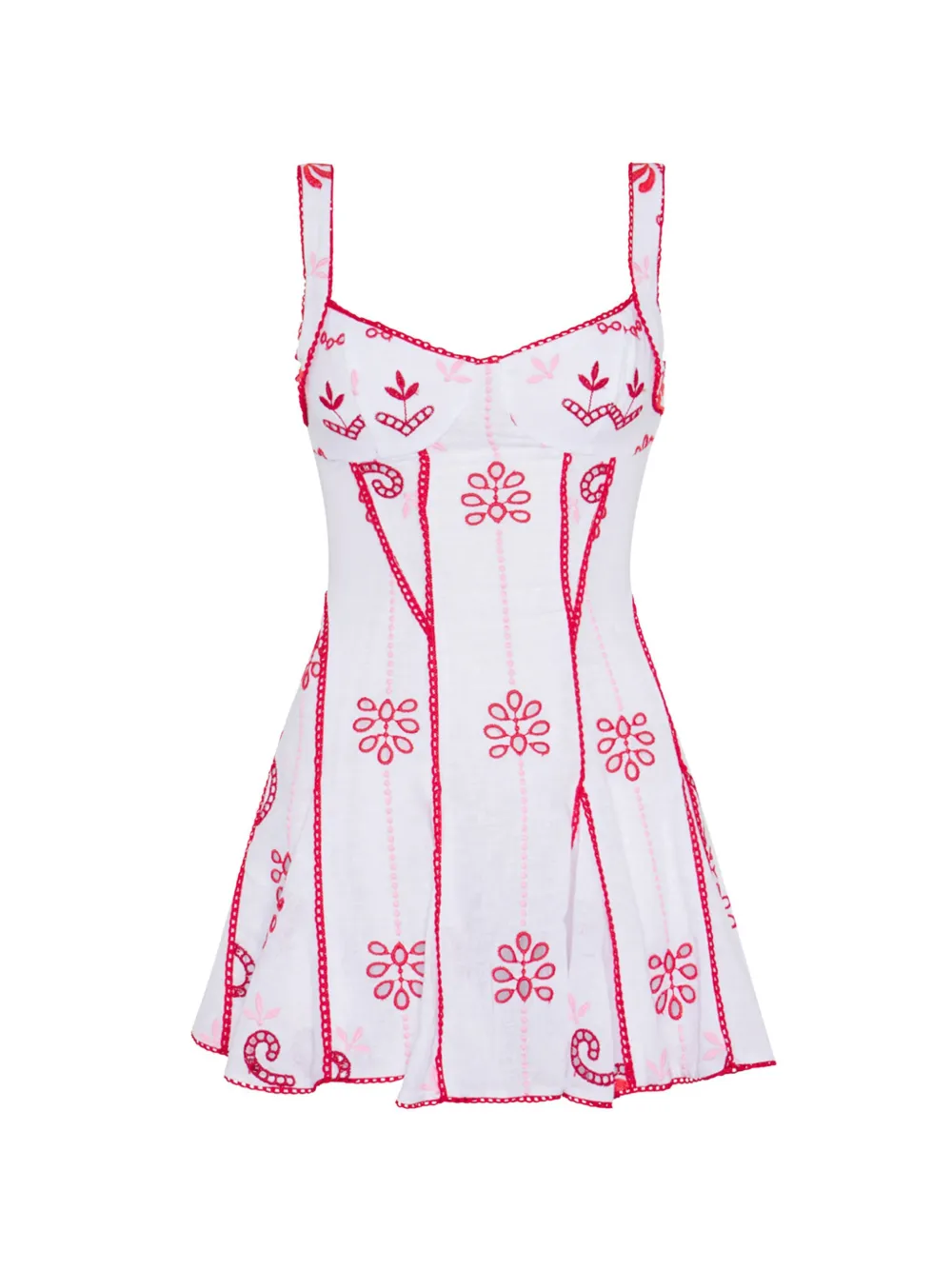 Charo Ruiz Ibiza Arissa embroidered-lace panelled mini dress Wit