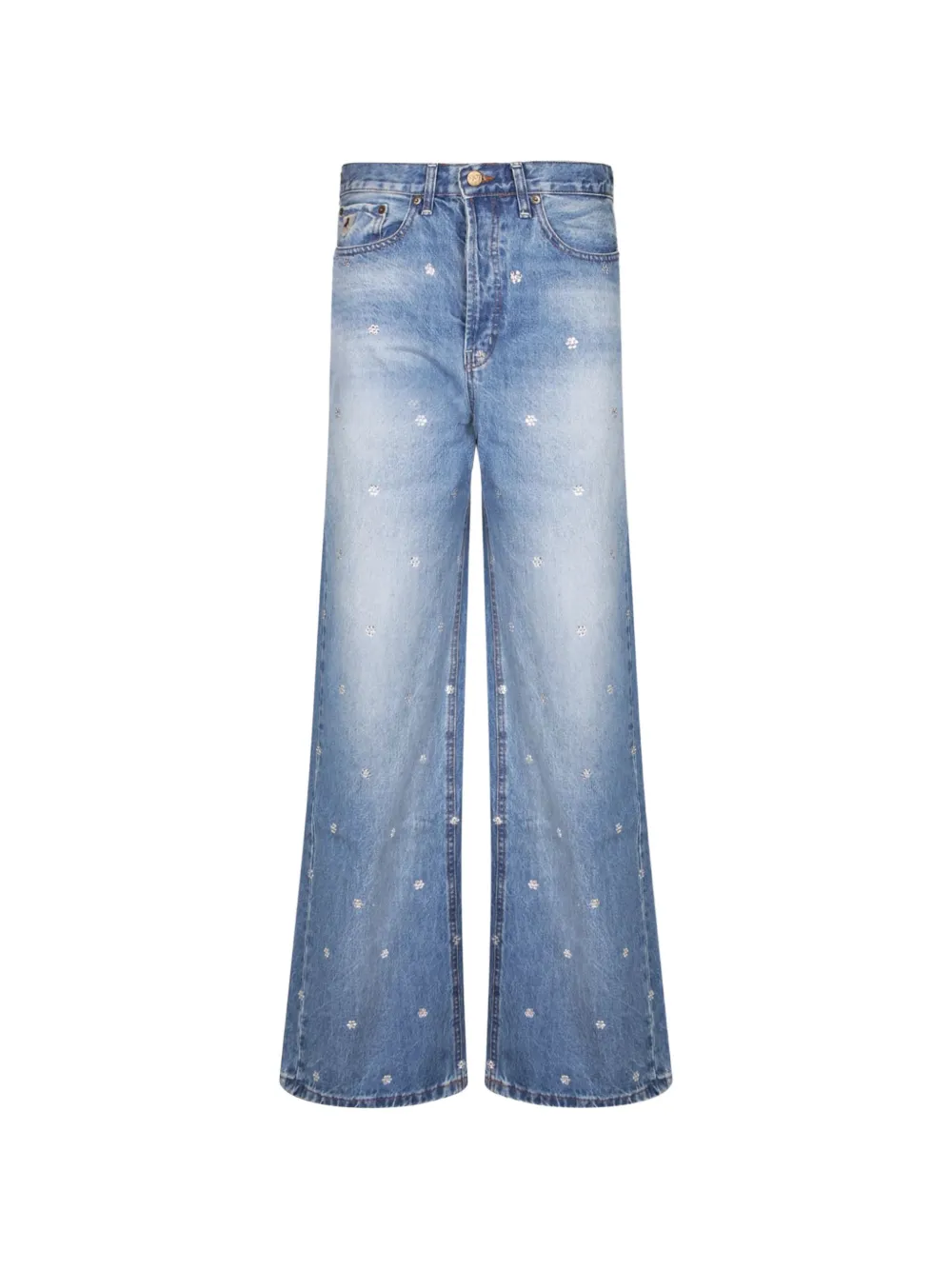Iois crystal-embellished floral-motif jeans - Blu