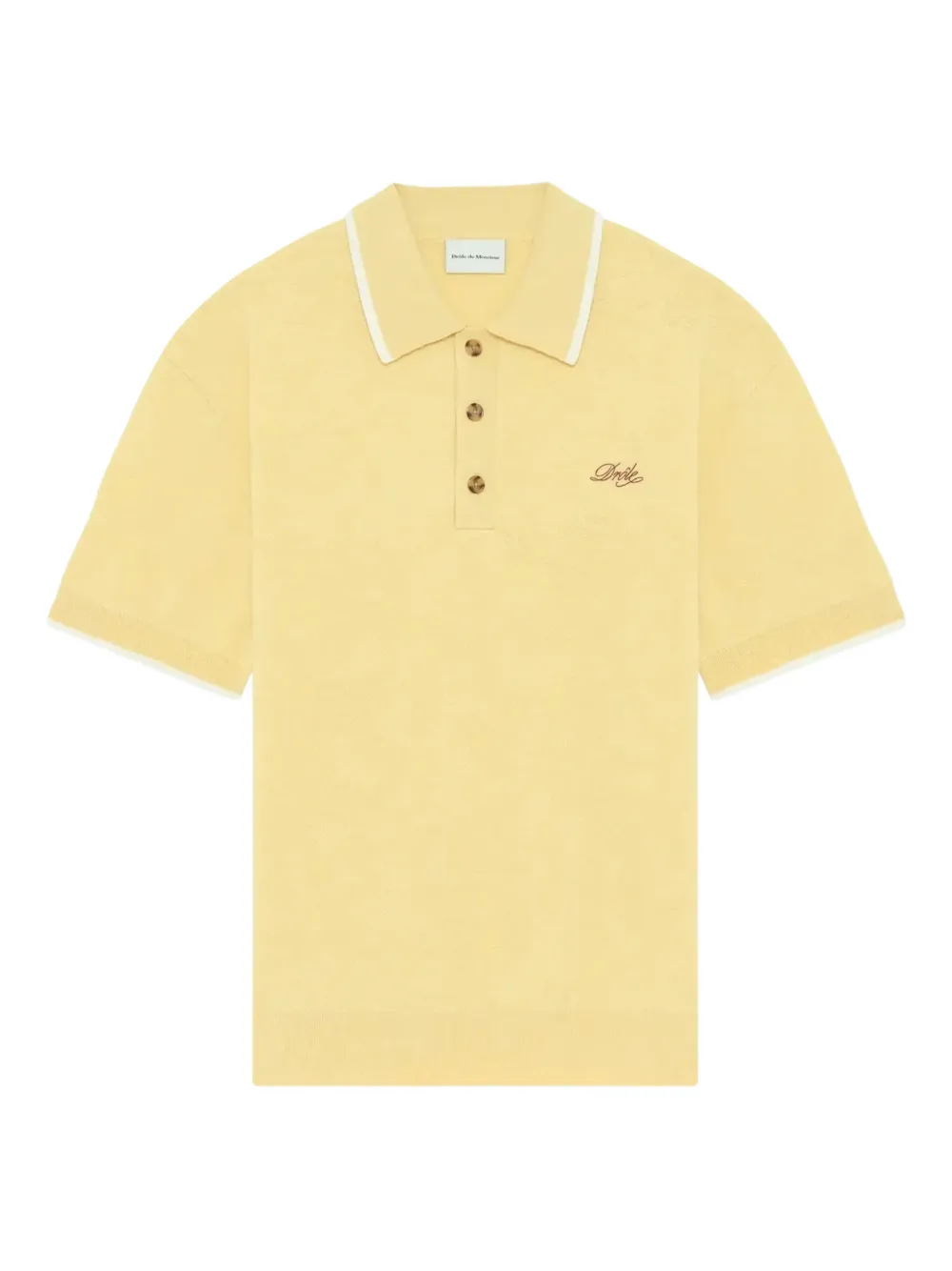 Drôle De Monsieur Polo con colletto ricamato - Giallo