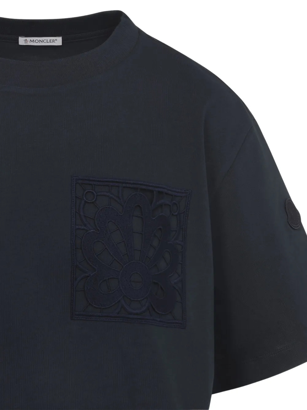 Moncler Gestrikt T-shirt met applicatie Blauw