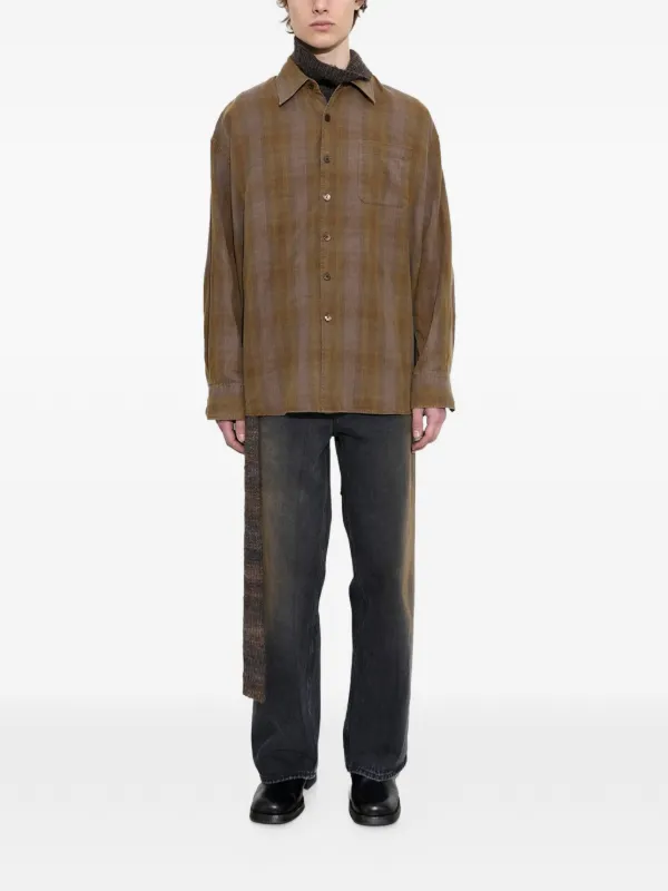 OUR LEGACY Borrowed checked-pattern Shirt | Brown | FARFETCH RO