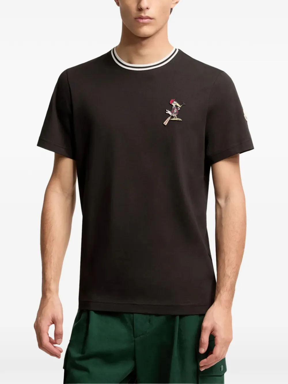 Moncler MonDuck T-shirt met logo-patch Zwart