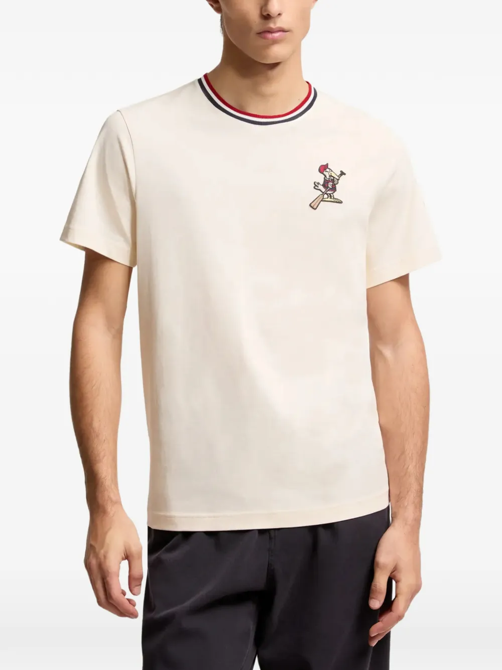Moncler T-shirt met gestreepte kraag Wit
