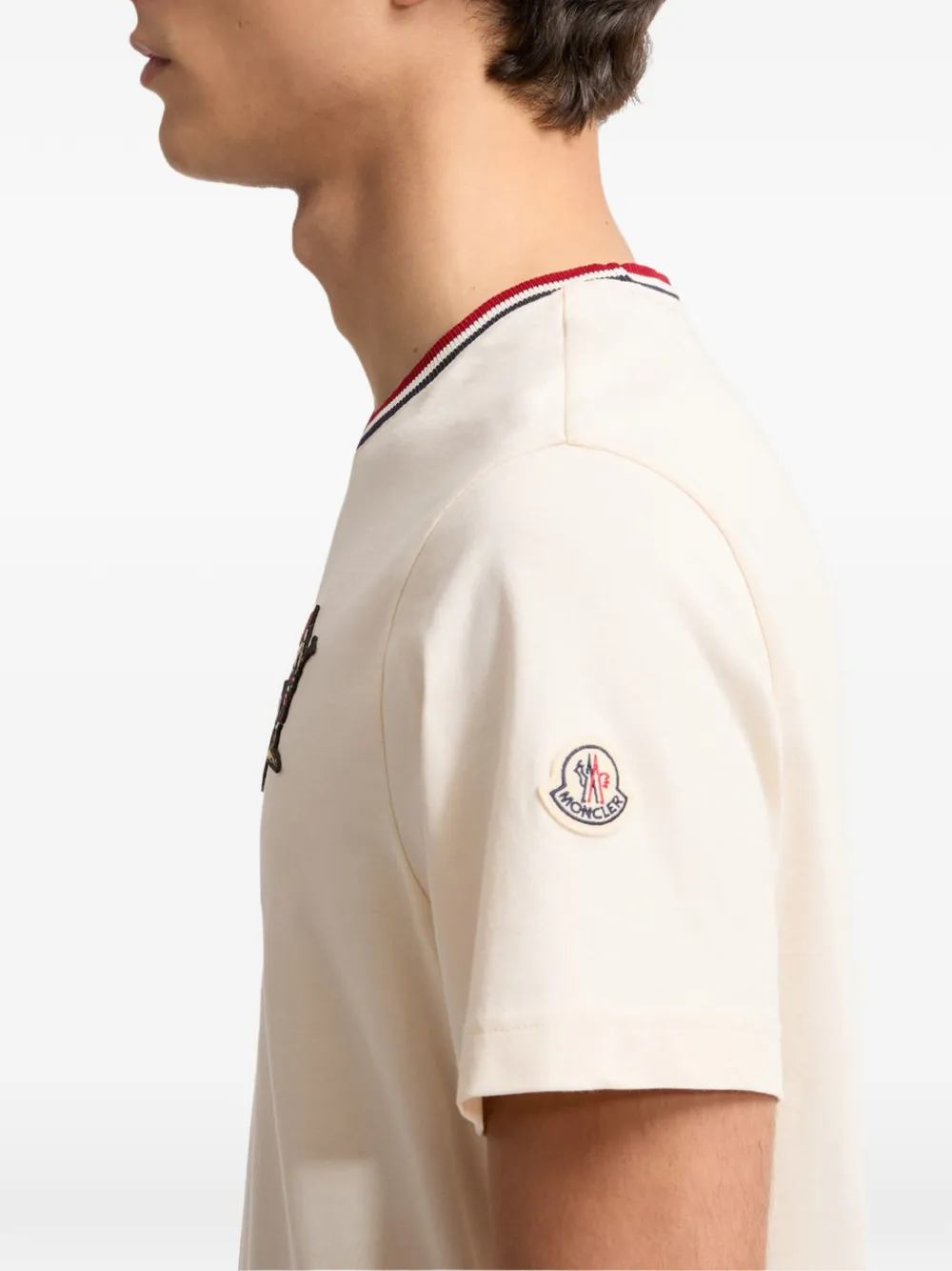 Moncler Camiseta Com Listra Na Gola | Branco | FARFETCH BR