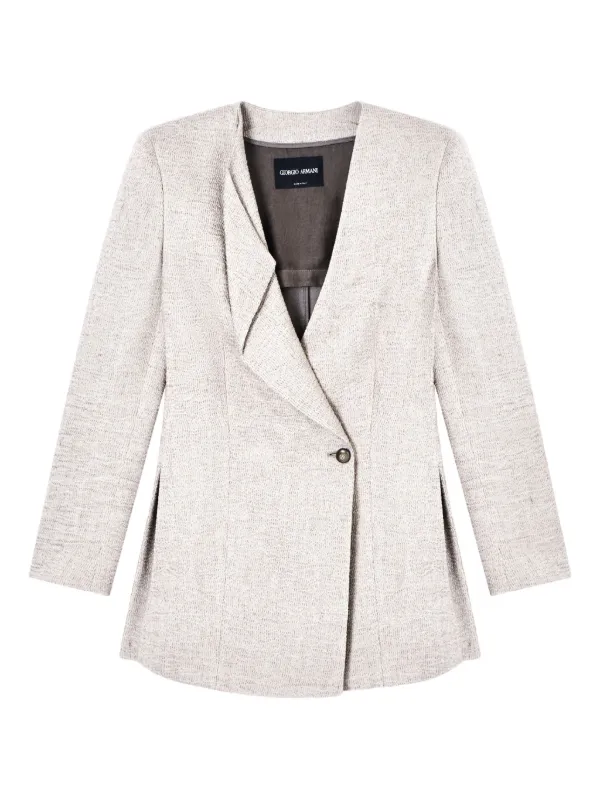 Giorgio Armani Linen, Viscose and Silk Crêpe Single-breasted Jacket in Neutrals