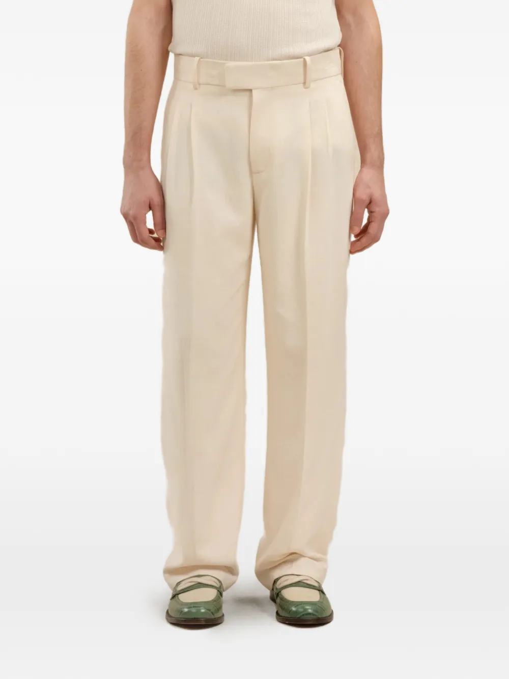 Drôle De Monsieur Broek met geplooide tailleband Beige