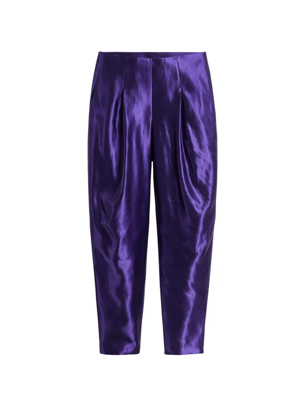 Giorgio Armani pleated tapered linen trousers - Viola