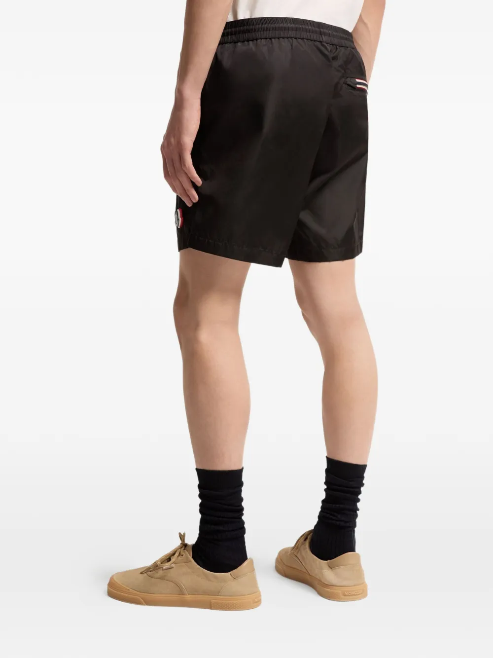  Moncler Drawstring Logo Patch Shorts - Black 