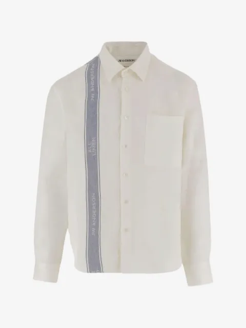 JW Anderson logo-stripe button-down linen shirt