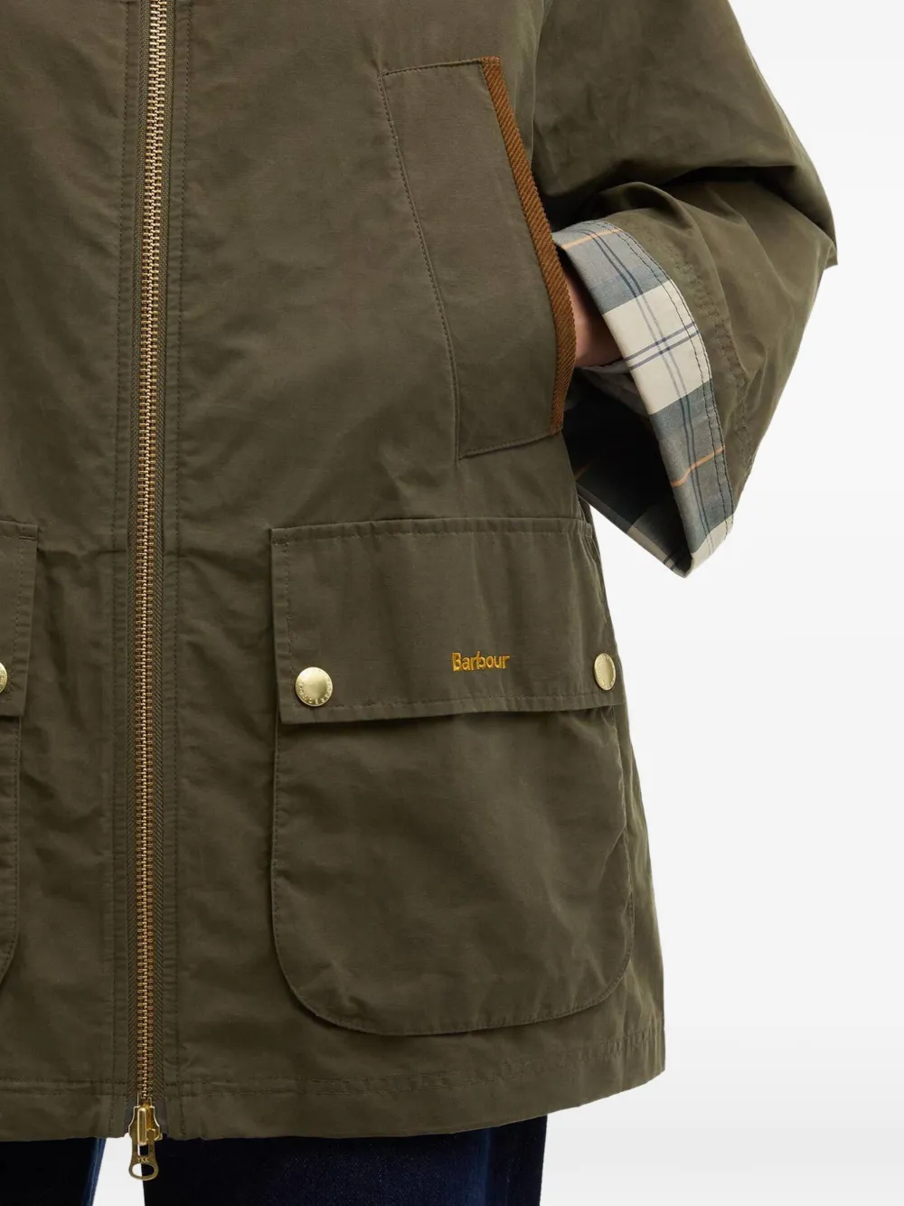 Barbour Jas met ribfluwelen kraag Groen