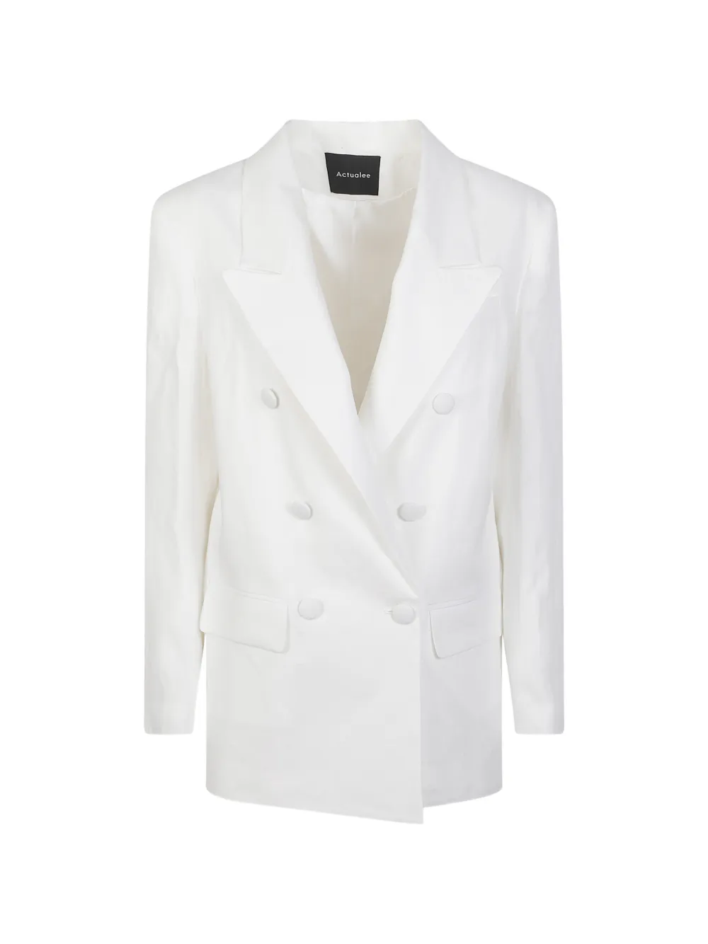 ACTUALEE double-breasted linen jacket - Bianco