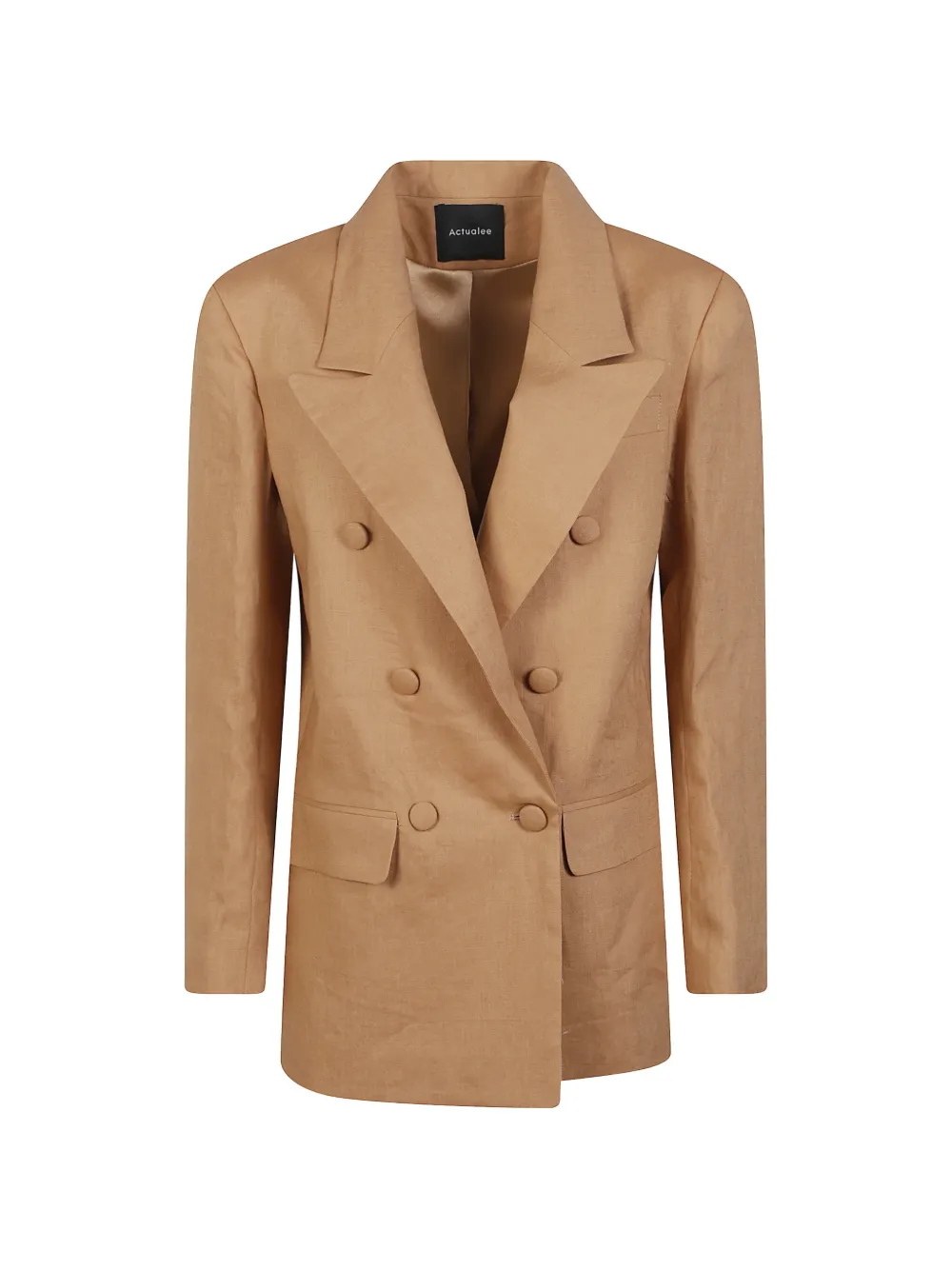 ACTUALEE double-breasted linen jacket - Nude