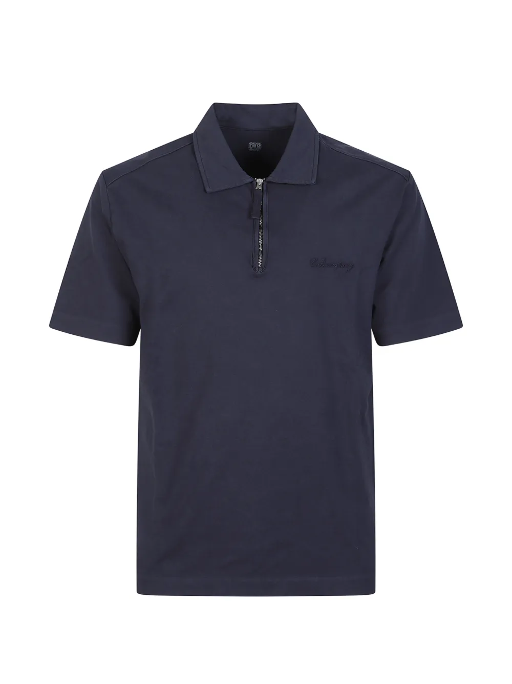 C.P. Company quarter-zip embroidered-logo polo shirt - Blu
