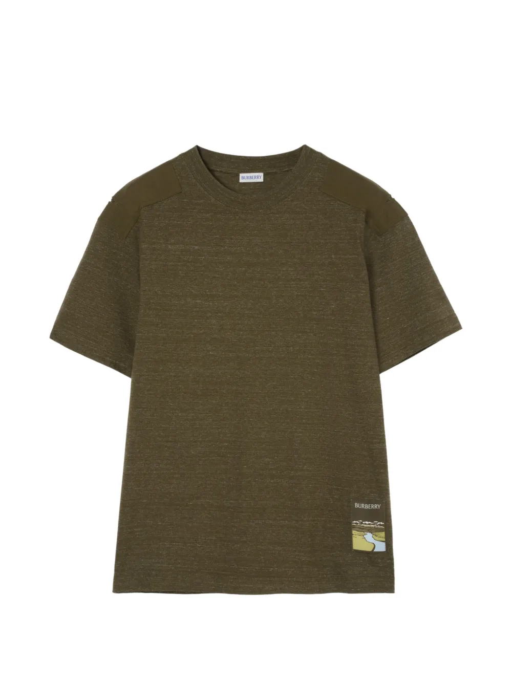 Burberry 랜드스케이프 라벨 패널 티셔츠 | 그린 | Image 1