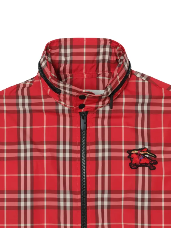 Burberry EKD Check Equestrian Knight Jacket | Red | FARFETCH