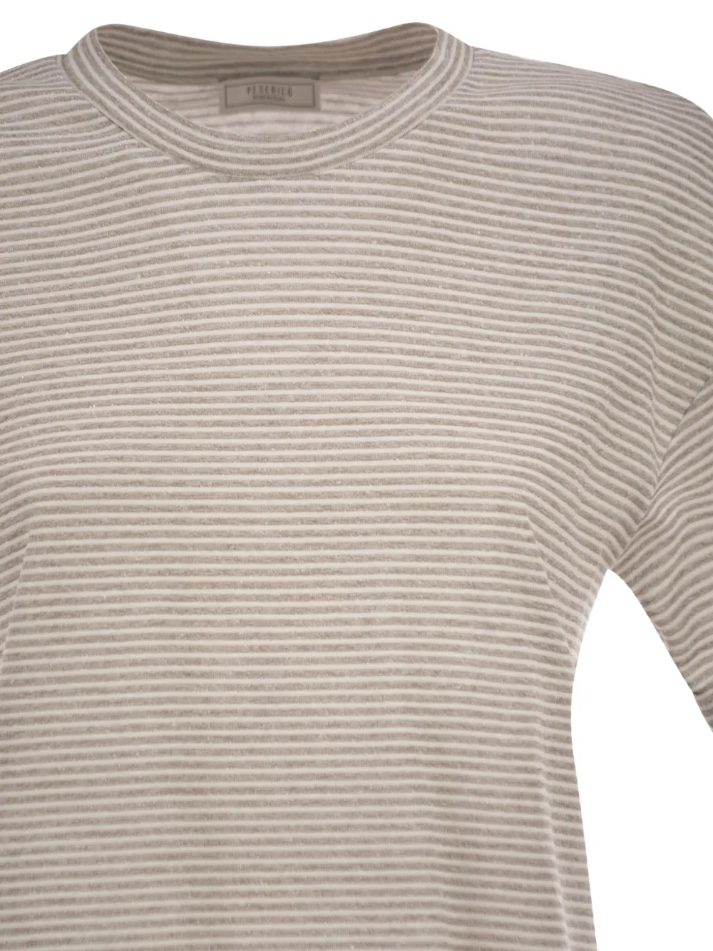 Peserico Gestreept T-shirt met ronde hals Beige
