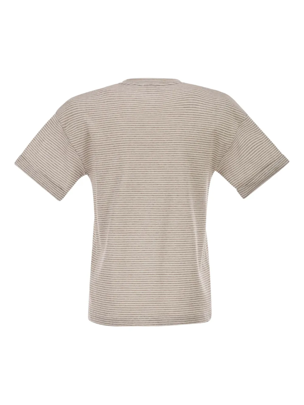 Peserico Gestreept T-shirt met ronde hals Beige