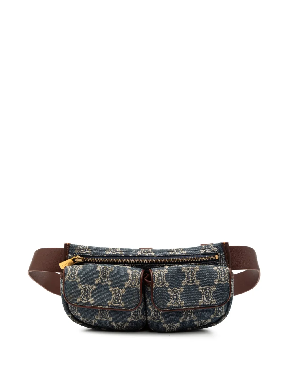 Celine Pre-Owned 2000 Macadam Denim Double Pocket belt bag - Blu