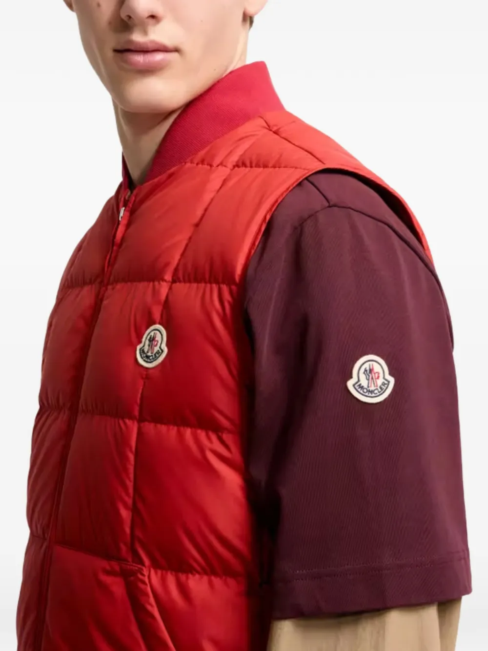 Moncler Elberton gewatteerde bodywarmer Rood