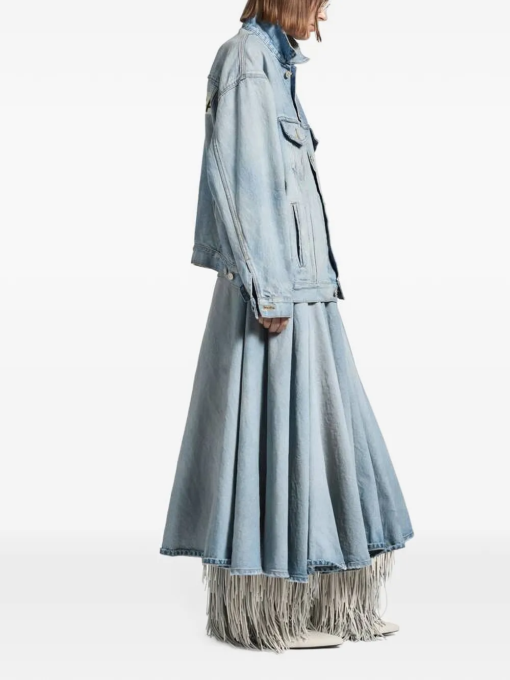 Balenciaga Maxi-rok met franje Blauw