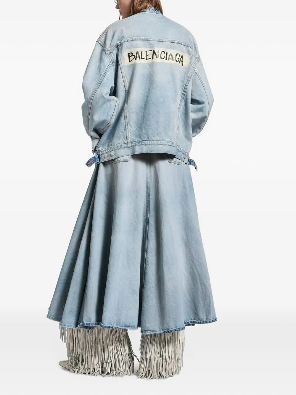 Balenciaga Maxi-rok met franje Blauw