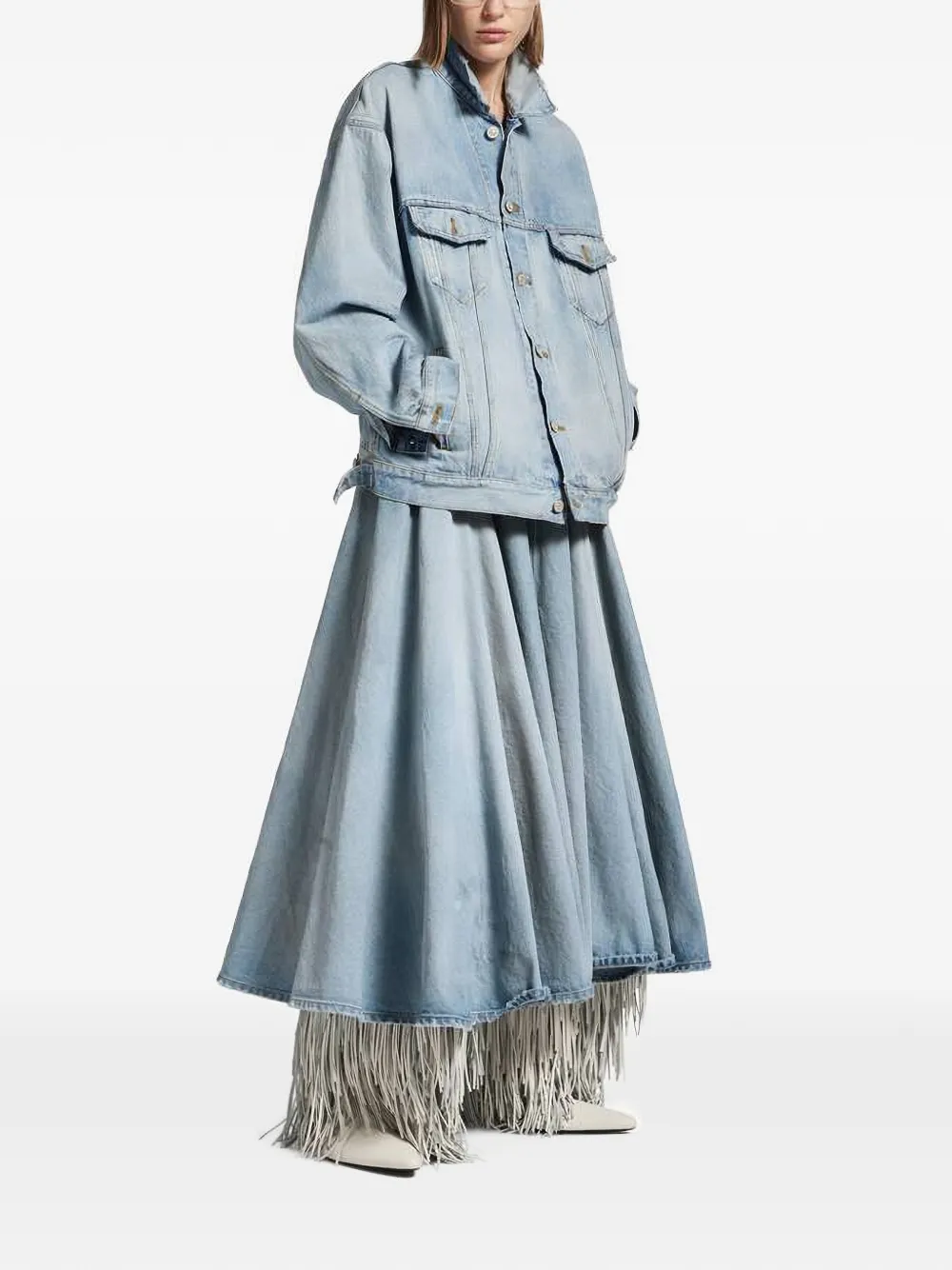 Balenciaga Maxi-rok met franje Blauw