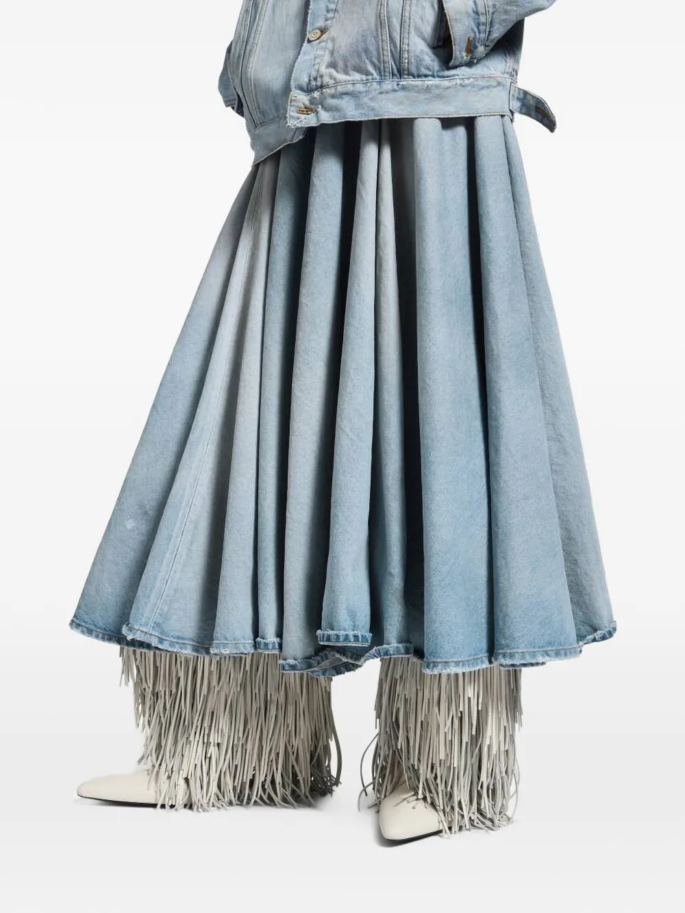 Balenciaga Maxi-rok met franje Blauw