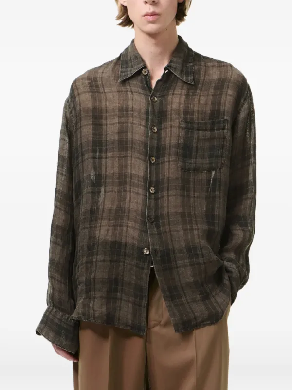 OUR LEGACY Above Pocket Checked Shirt | Grey | FARFETCH JO
