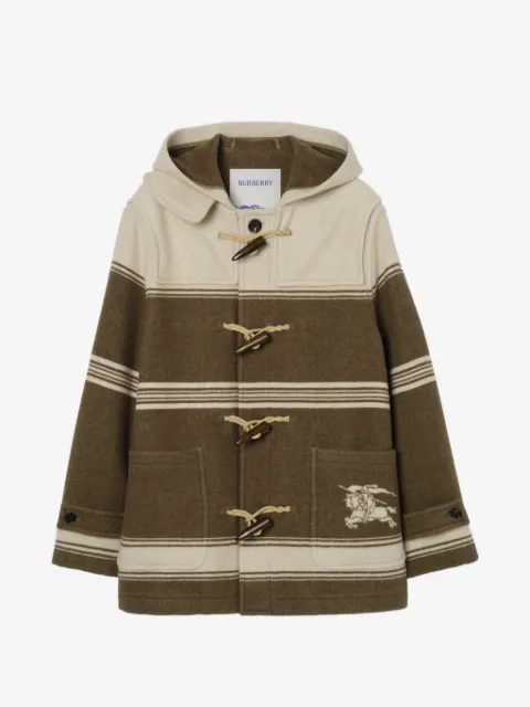 Burberry Harrogate striped hooded duffle coat