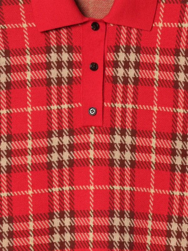 burberry red dress shirt Check Collar Cotton Polo Shirt in Box red - Men