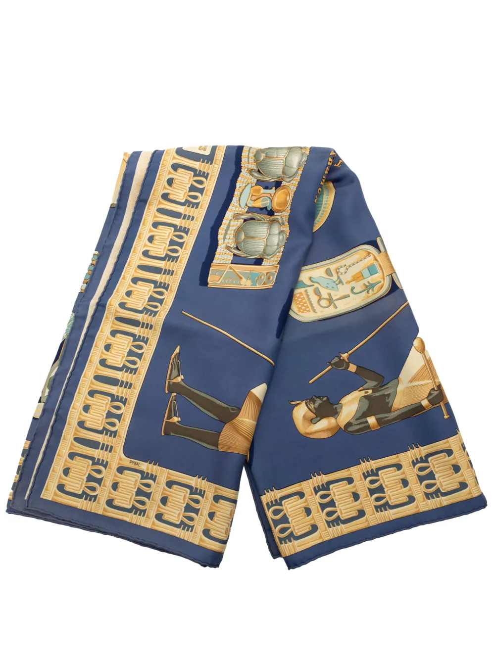 Hermès Pre-Owned 1986-1998 Tutankhamun Silk Scarf 90 scarves - Blu