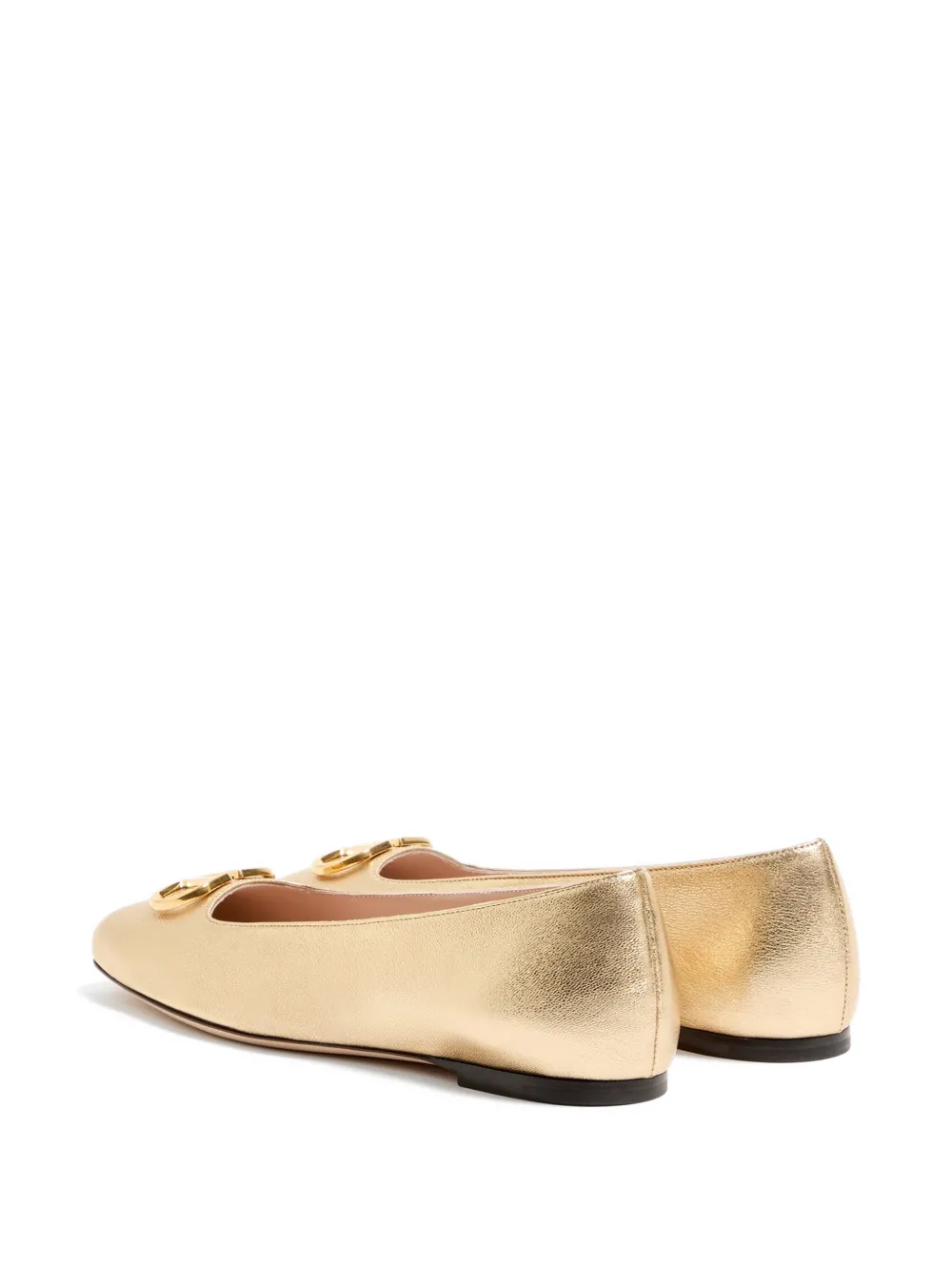 Valentino Garavani VLogo Signature ballerina's van gelamineerd nappa leer Goud