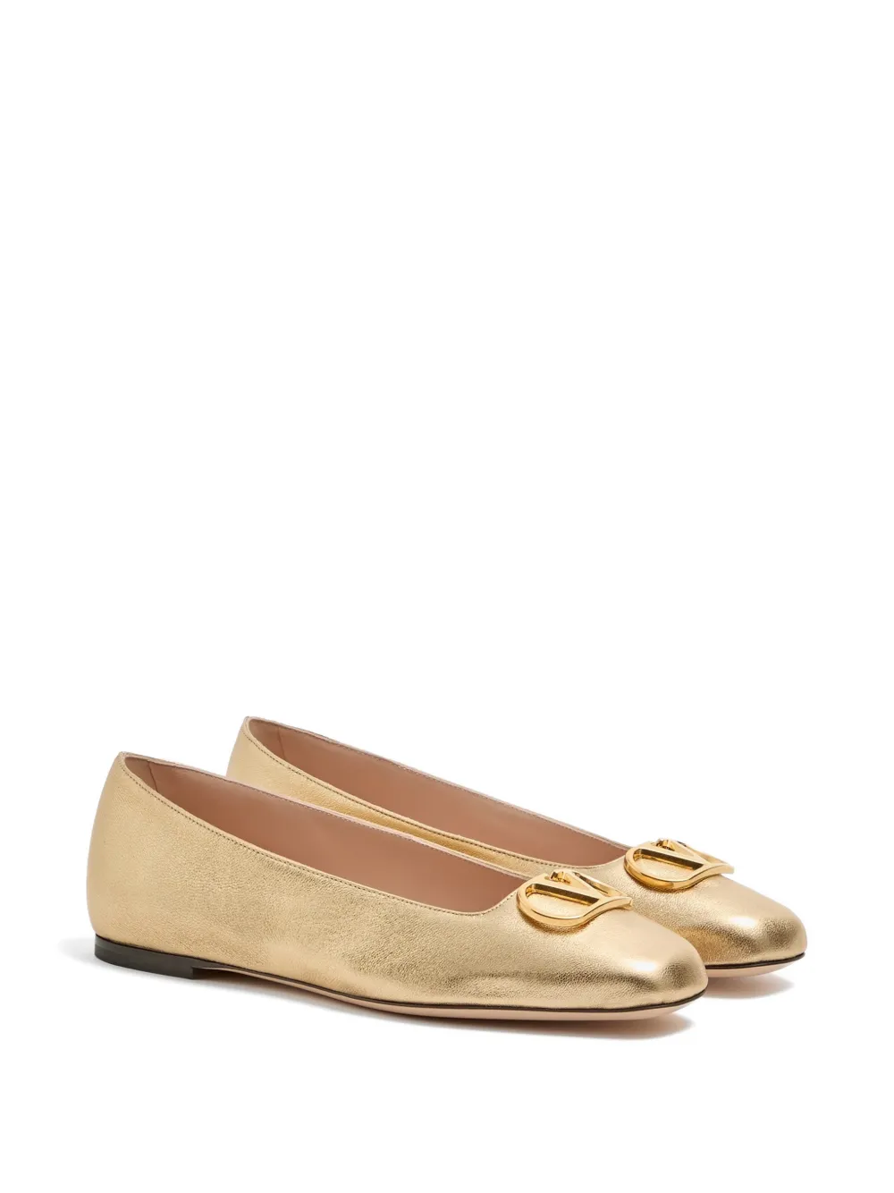 Valentino Garavani VLogo Signature ballerina's van gelamineerd nappa leer Goud