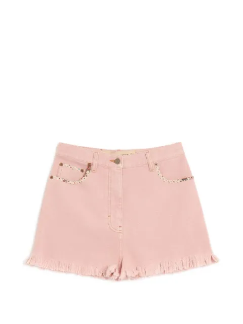 Valentino Garavani floral frayed denim shorts