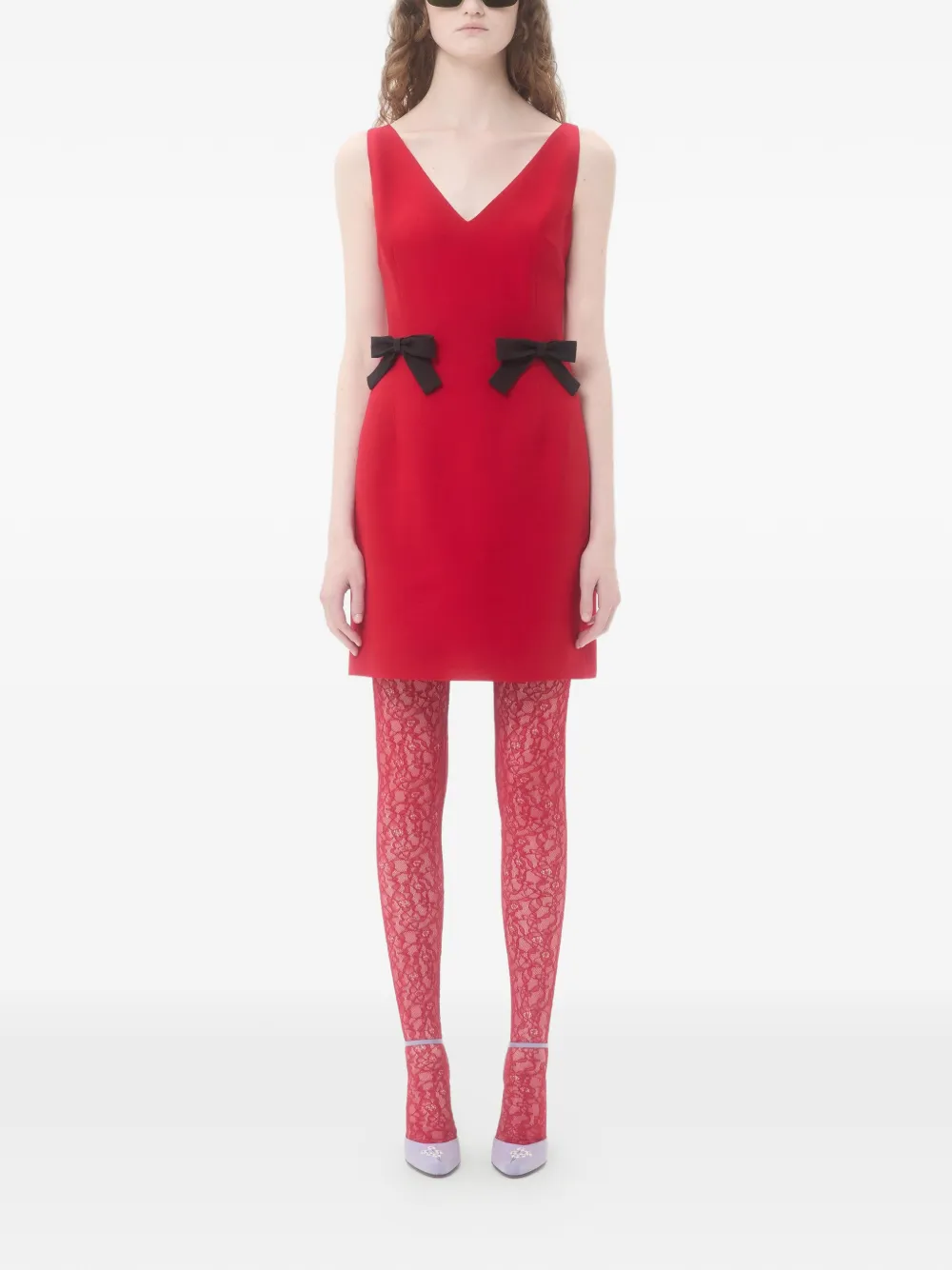 Valentino Garavani Mini-jurk met V-hals en strik Rood