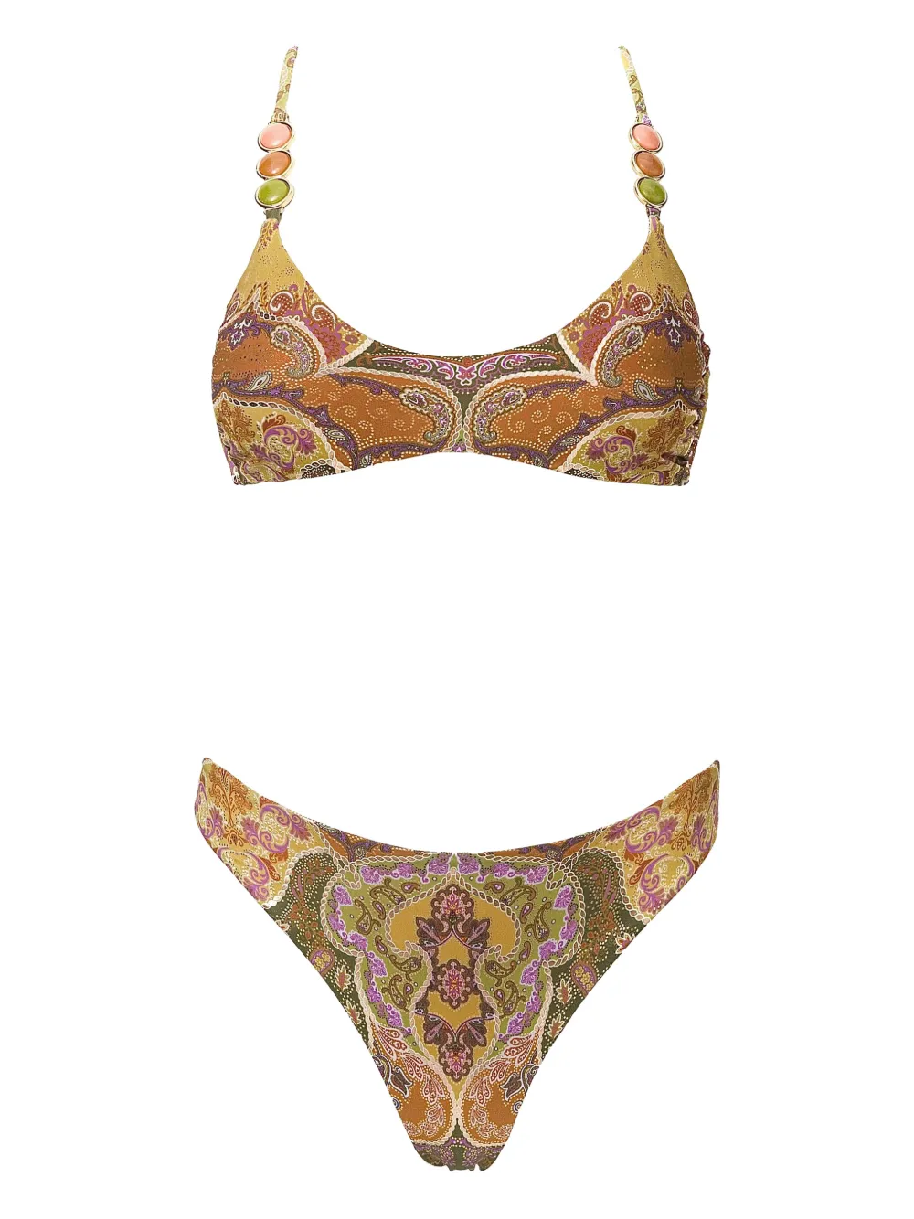 SOFIA ERHAN Giselle beaded print swimwuit - Toni neutri
