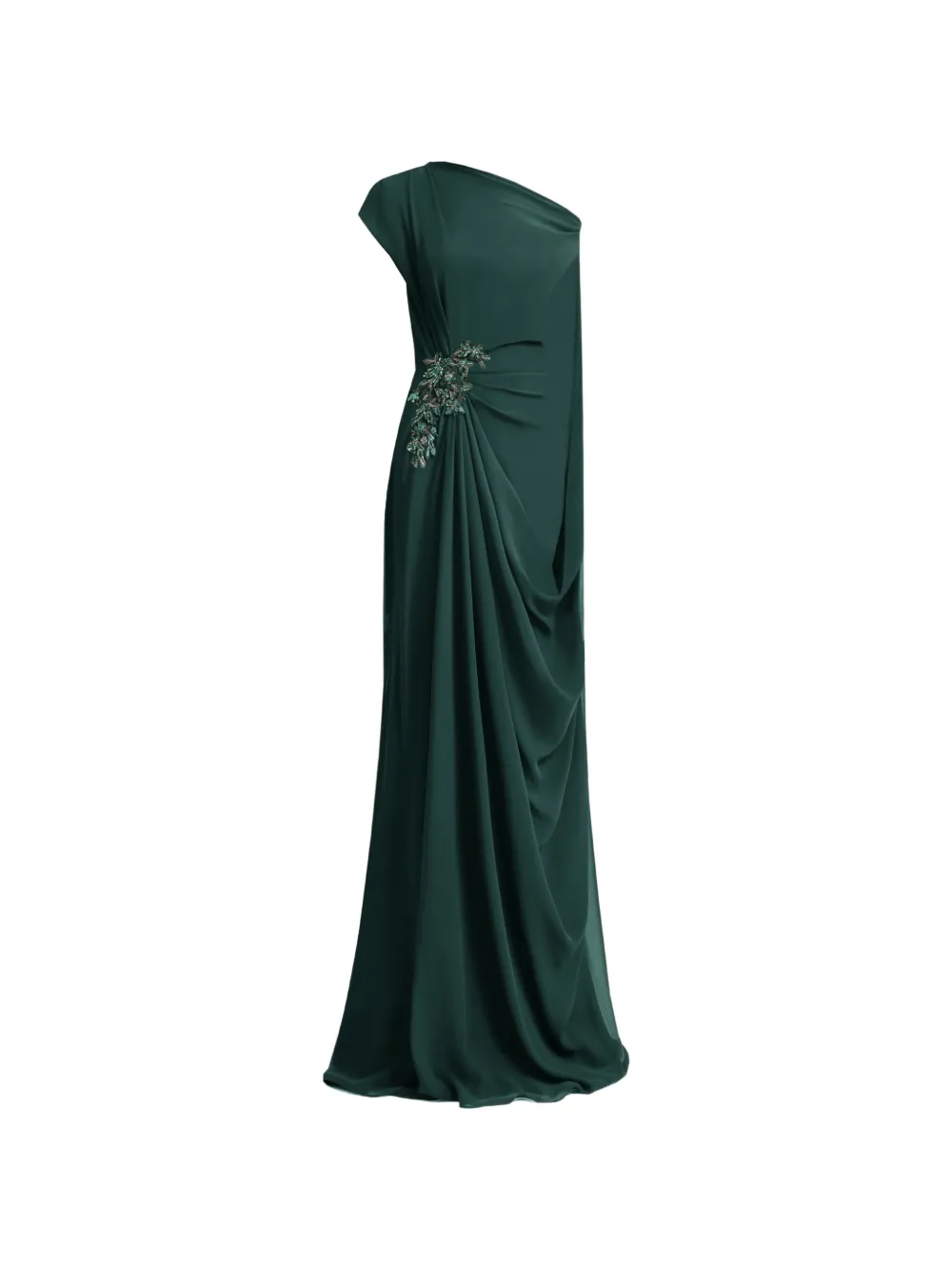 Gemy Maalouf draped cape-sleeve gown - Green