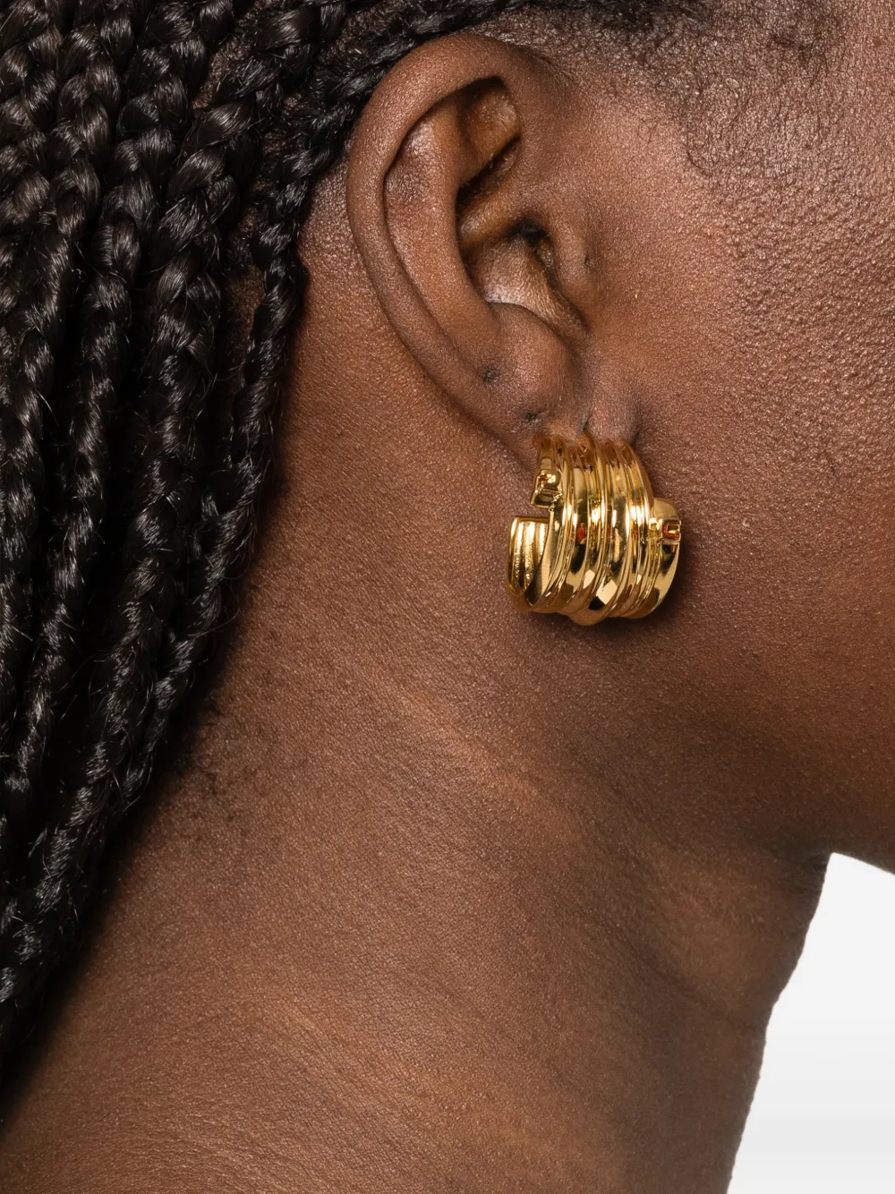  Elisabetta Franchi Ridged Hoop Earrings - Gold 