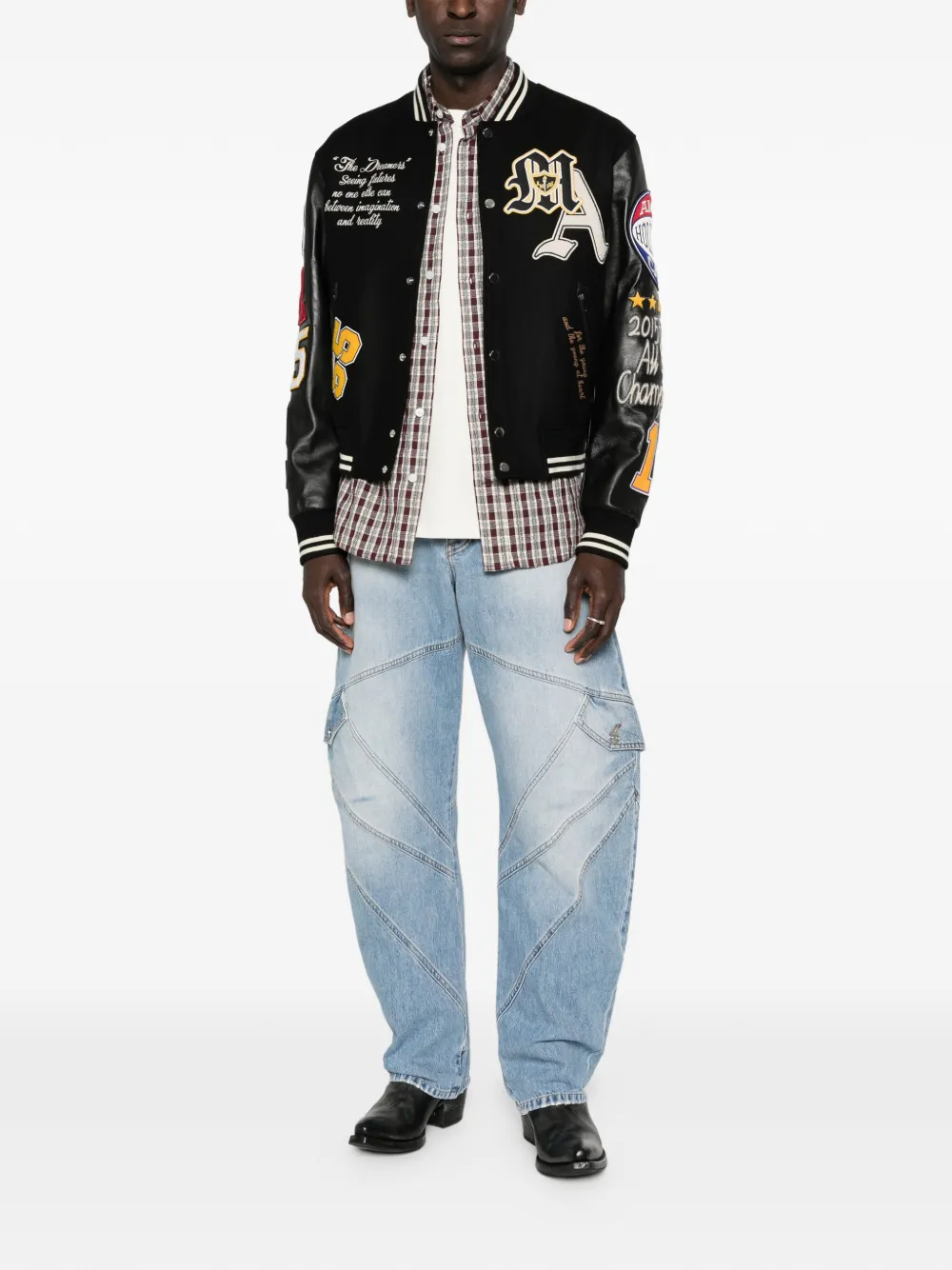 Amiri Appliqué Letter Bomber Jacket In Black