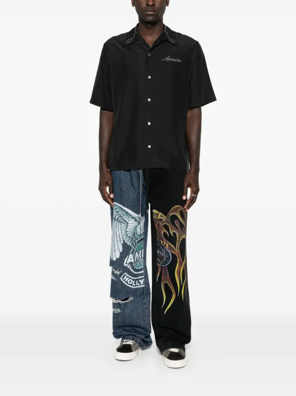 AMIRI Embellished short-sleeve Shirt | Black | FARFETCH IN