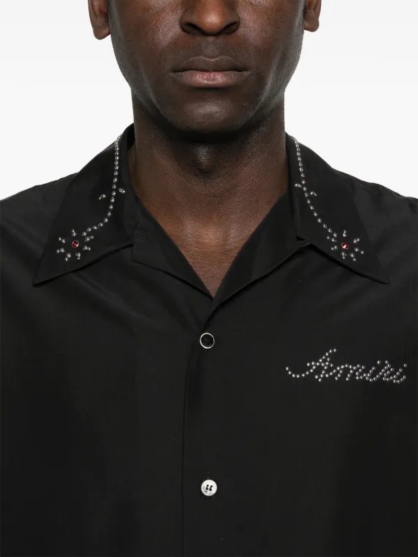 AMIRI Embellished short-sleeve Shirt | Black | FARFETCH IN