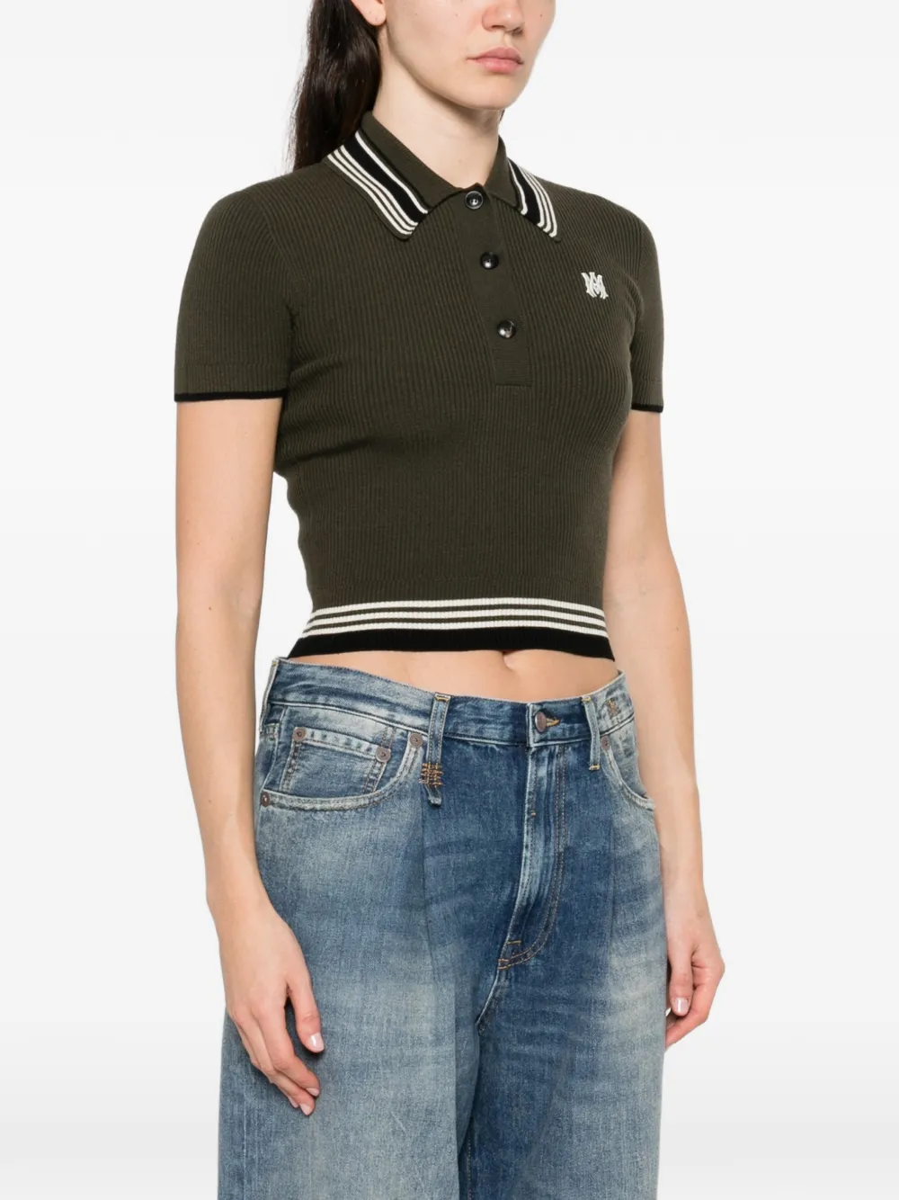  Amiri Logo-embroidered Polo Top - Green 