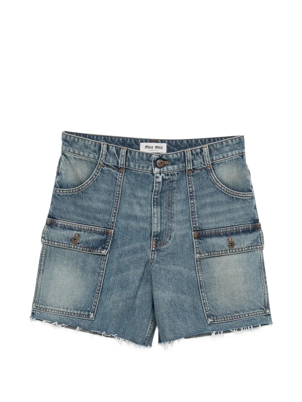 Miu Miu cargo-pocket denim shorts - Blau